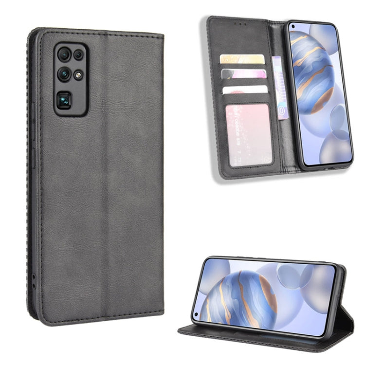For Huawe Honor 30  Magnetic Buckle Retro Crazy Horse Texture Horizontal Flip Leather Case  , with Holder & Card Slots & Photo Frame