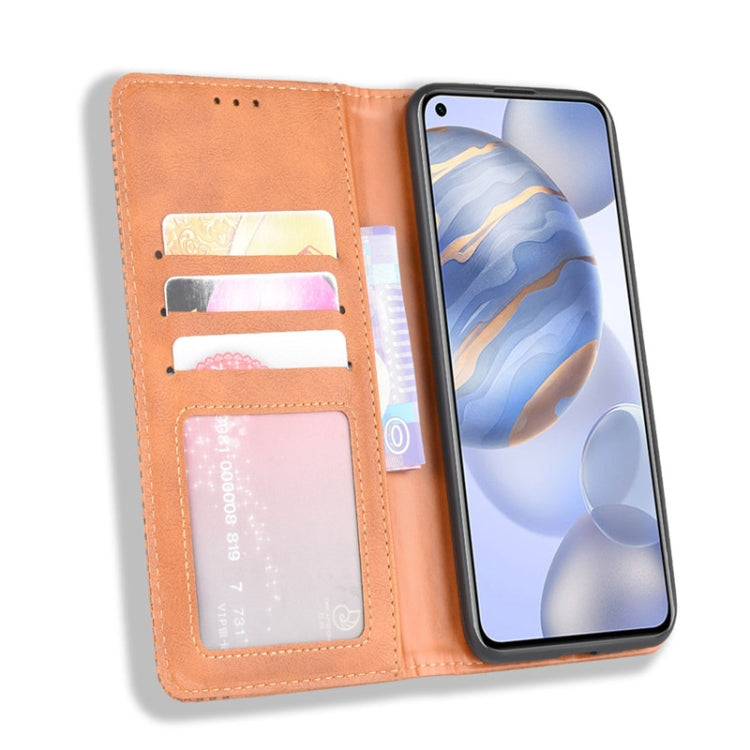 For Huawe Honor 30  Magnetic Buckle Retro Crazy Horse Texture Horizontal Flip Leather Case  , with Holder & Card Slots & Photo Frame