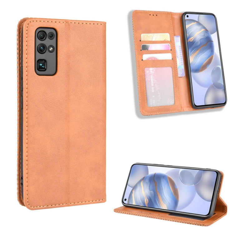 For Huawe Honor 30  Magnetic Buckle Retro Crazy Horse Texture Horizontal Flip Leather Case  , with Holder & Card Slots & Photo Frame
