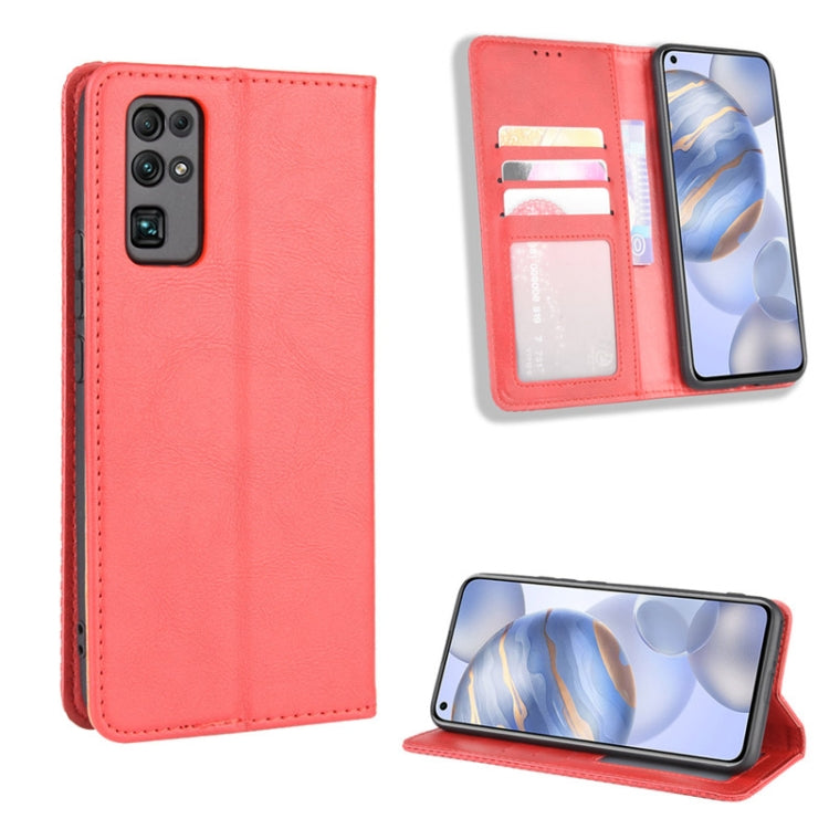 For Huawe Honor 30  Magnetic Buckle Retro Crazy Horse Texture Horizontal Flip Leather Case  , with Holder & Card Slots & Photo Frame