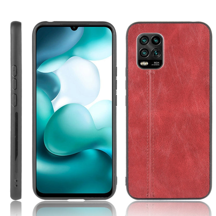 For Xiaomi Mi 10 Lite Shockproof Sewing Cow Pattern Skin PC + PU + TPU Case