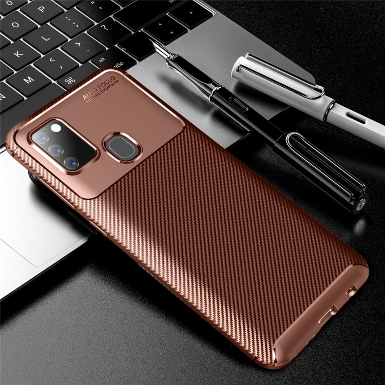 For Galaxy A21s Carbon Fiber Texture Shockproof TPU Case