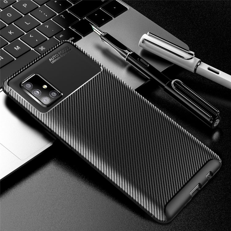 For Galaxy A51 5G Carbon Fiber Texture Shockproof TPU Case