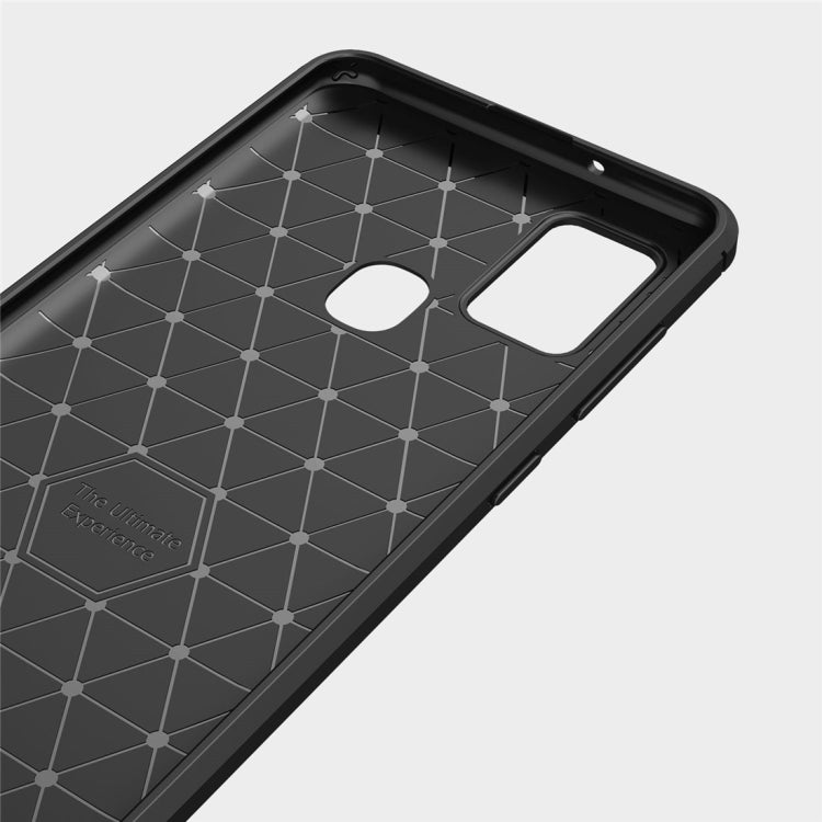For Galaxy A21s Brushed Texture Carbon Fiber TPU Case
