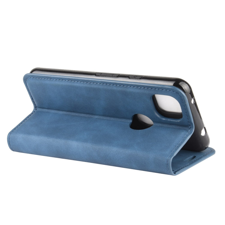 For Google Pixel 4a Retro-skin Business Magnetic Suction Leather Case with Holder & Card Slots & Wallet