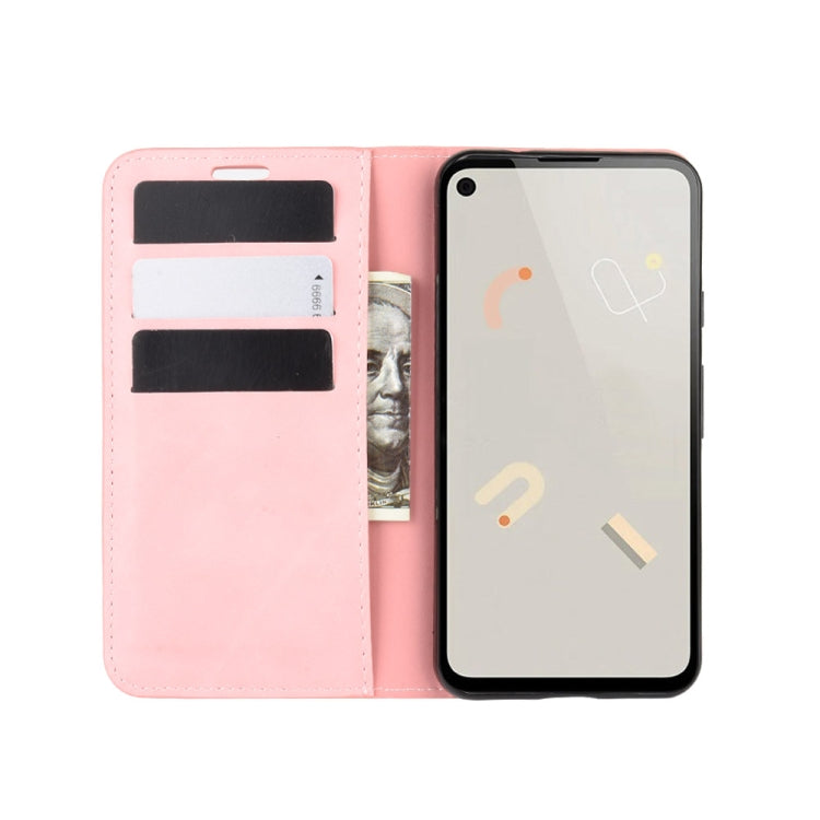For Google Pixel 4a Retro-skin Business Magnetic Suction Leather Case with Holder & Card Slots & Wallet