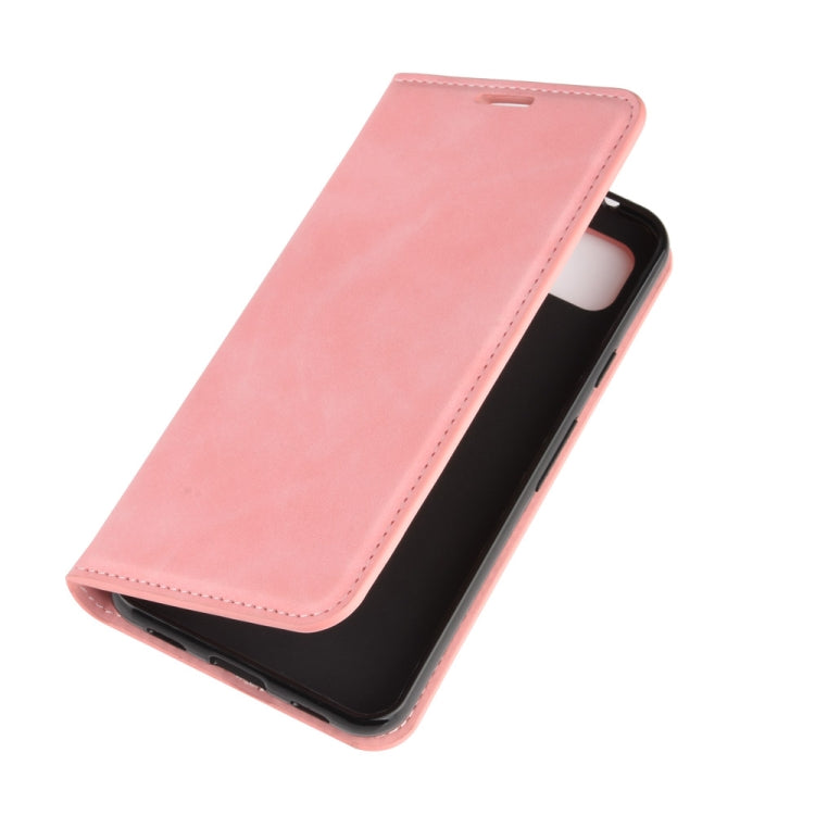 For Google Pixel 4a Retro-skin Business Magnetic Suction Leather Case with Holder & Card Slots & Wallet