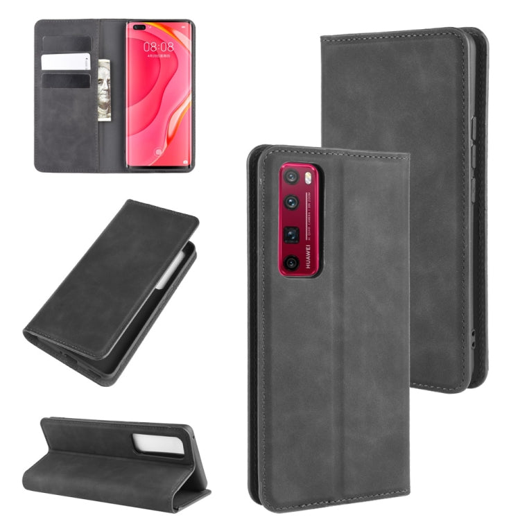 For Huawei Nova 7 Pro 5G Retro-skin Business Magnetic Suction Leather Case with Holder & Card Slots & Wallet