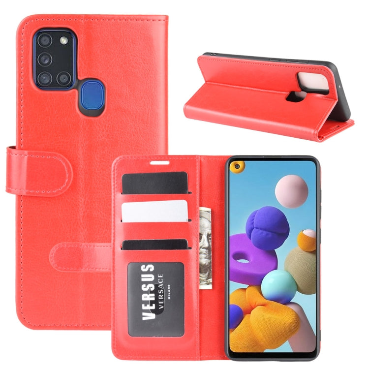For Galaxy A21s R64 Texture Single Horizontal Flip Protective Case with Holder & Card Slots & Wallet& Photo Frame