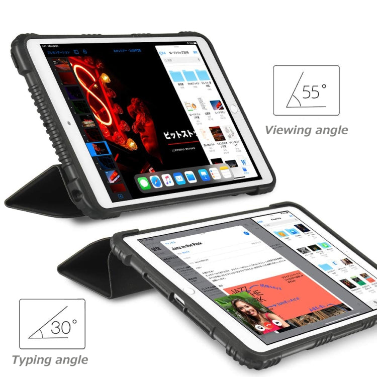 For iPad Mini 5/4/3/2/1 Genius Case TPU + PC Skin Mounted Magnetic Absorption Three Fold Flat Plate Anti Falling Sleeve Protective Shell/Case(Black)