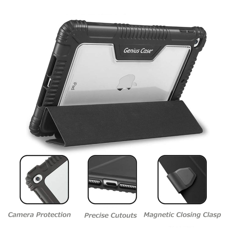 For iPad Mini 5/4/3/2/1 Genius Case TPU + PC Skin Mounted Magnetic Absorption Three Fold Flat Plate Anti Falling Sleeve Protective Shell/Case(Black)