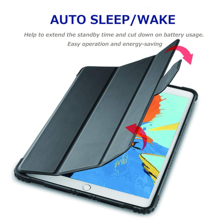 For iPad Mini 5/4/3/2/1 Genius Case TPU + PC Skin Mounted Magnetic Absorption Three Fold Flat Plate Anti Falling Sleeve Protective Shell/Case(Black)