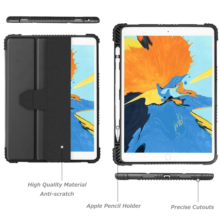 For iPad Air/Ai2/Pro 9.7 Genius Case TPU + PC Skin Mounted Magnetic Absorption Three Fold Flat Plate Anti Falling Sleeve Protective Shell/Case(Black)