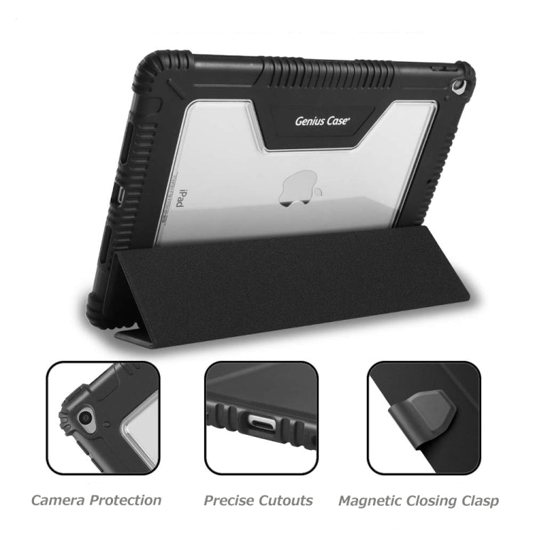 For iPad Air/Ai2/Pro 9.7 Genius Case TPU + PC Skin Mounted Magnetic Absorption Three Fold Flat Plate Anti Falling Sleeve Protective Shell/Case(Black)