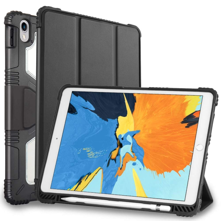 For iPad Pro 11(2018ï¼‰ Genius Case TPU + PC Skin Mounted Magnetic Absorption Three Fold Flat Plate Anti Falling Sleeve Protective Shell/Case(Black)