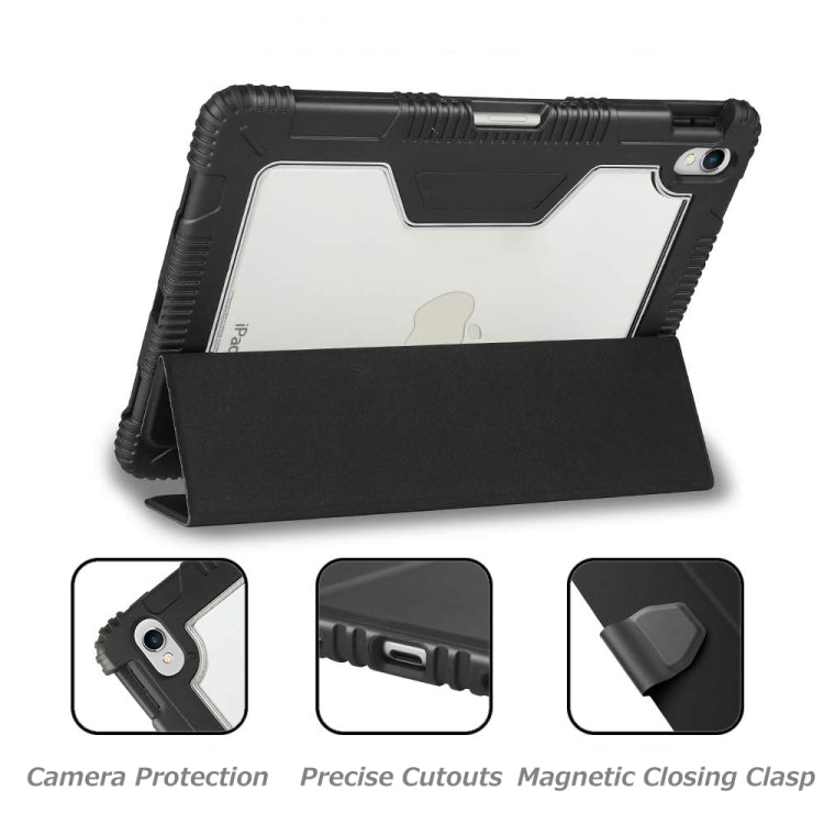For iPad Pro 11(2018ï¼‰ Genius Case TPU + PC Skin Mounted Magnetic Absorption Three Fold Flat Plate Anti Falling Sleeve Protective Shell/Case(Black)