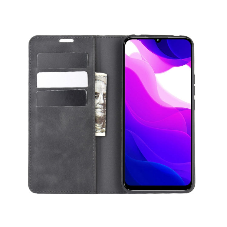 For Xiaomi Mi 10 Lite 5G Retro-skin Business Magnetic Suction Leather Case with Holder & Card Slots & Wallet