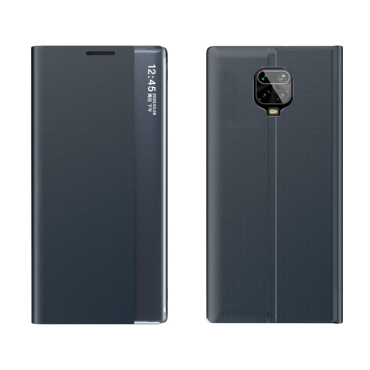 For Xiaomi Redmi Note 9S / Note9 Pro / Note 9 Pro Max Side Display Magnetic Horizontal Flip Plain Texture Cloth + PC Case with Holder & Sleep / Wake-up Function