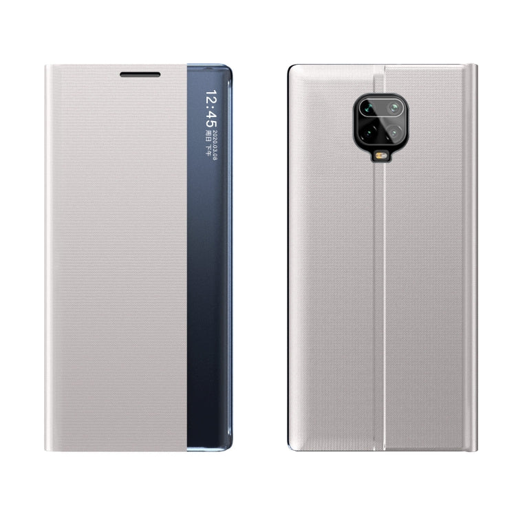 For Xiaomi Redmi Note 9S / Note9 Pro / Note 9 Pro Max Side Display Magnetic Horizontal Flip Plain Texture Cloth + PC Case with Holder & Sleep / Wake-up Function