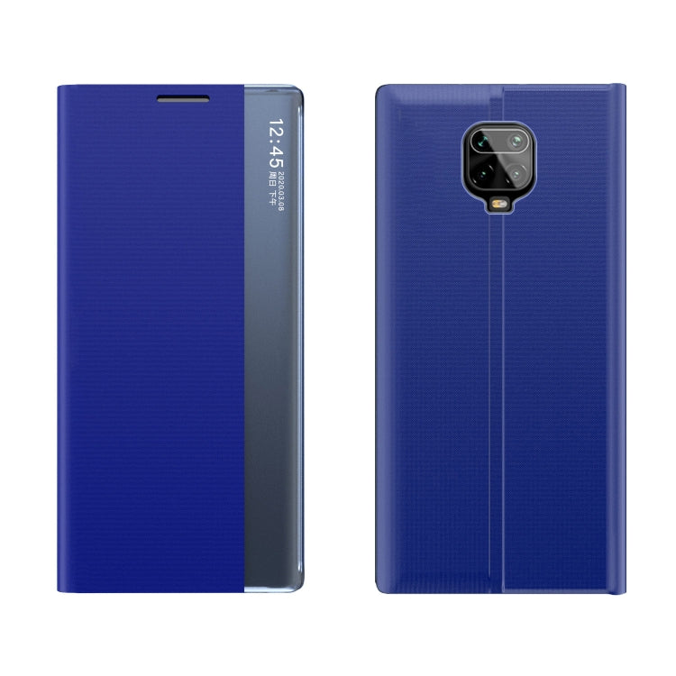 For Xiaomi Redmi Note 9S / Note9 Pro / Note 9 Pro Max Side Display Magnetic Horizontal Flip Plain Texture Cloth + PC Case with Holder & Sleep / Wake-up Function