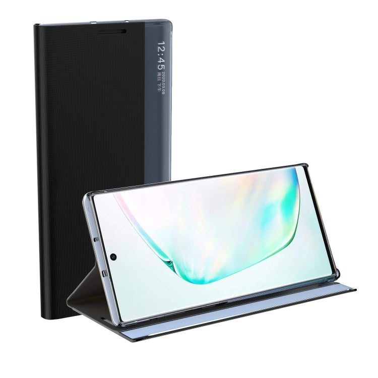 For Xiaomi Redmi Note 9S / Note9 Pro / Note 9 Pro Max Side Display Magnetic Horizontal Flip Plain Texture Cloth + PC Case with Holder & Sleep / Wake-up Function