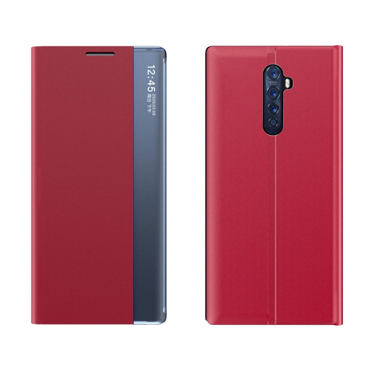 For OPPO Reno2 F / Reno2 Z Side Display Magnetic Horizontal Flip Plain Texture Cloth + PC Case with Holder & Sleep / Wake-up Function