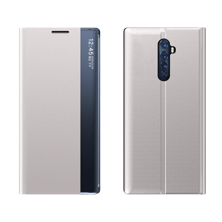 For OPPO Reno2 F / Reno2 Z Side Display Magnetic Horizontal Flip Plain Texture Cloth + PC Case with Holder & Sleep / Wake-up Function