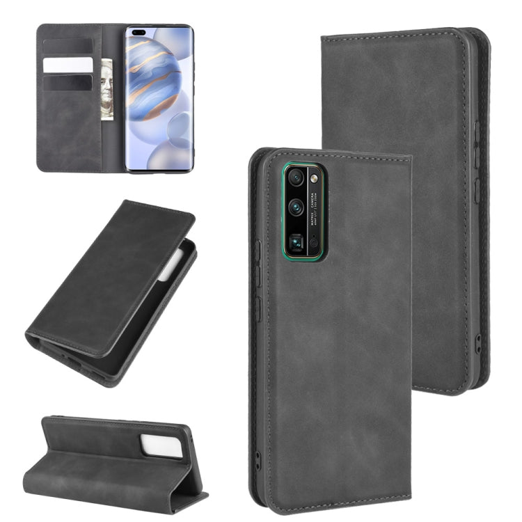 For Huawei Honor 30 Pro Retro-skin Business Magnetic Suction Leather Case with Holder & Card Slots & Wallet