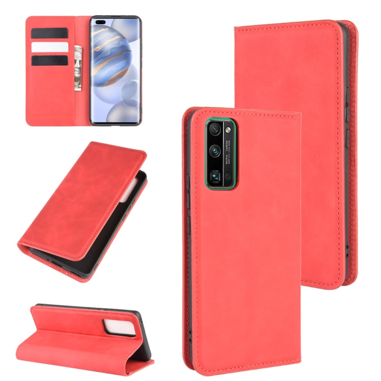 For Huawei Honor 30 Pro Retro-skin Business Magnetic Suction Leather Case with Holder & Card Slots & Wallet