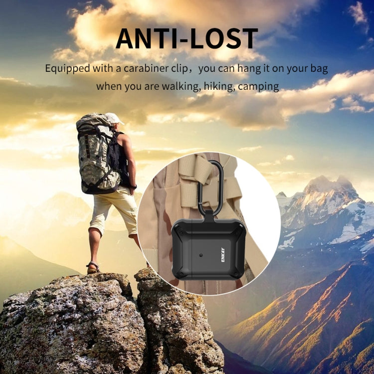ENKAY ENK-AC8001 for Apple AirPods 1 / 2 Wireless Earphone TPU + PC Protective Case with Carabiner & Anti-lost Rope