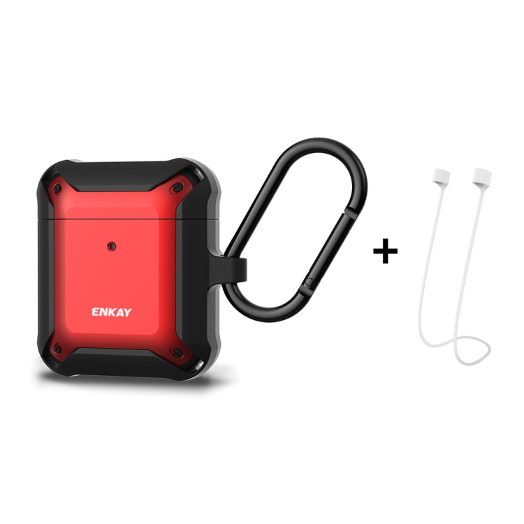 ENKAY ENK-AC8001 for Apple AirPods 1 / 2 Wireless Earphone TPU + PC Protective Case with Carabiner & Anti-lost Rope
