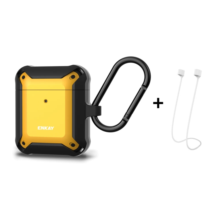 ENKAY ENK-AC8001 for Apple AirPods 1 / 2 Wireless Earphone TPU + PC Protective Case with Carabiner & Anti-lost Rope