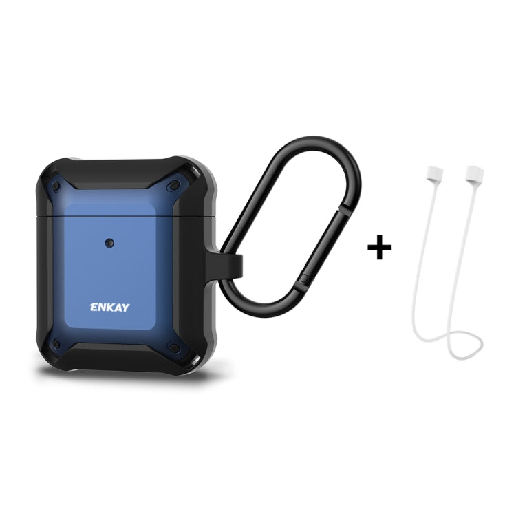 ENKAY ENK-AC8001 for Apple AirPods 1 / 2 Wireless Earphone TPU + PC Protective Case with Carabiner & Anti-lost Rope