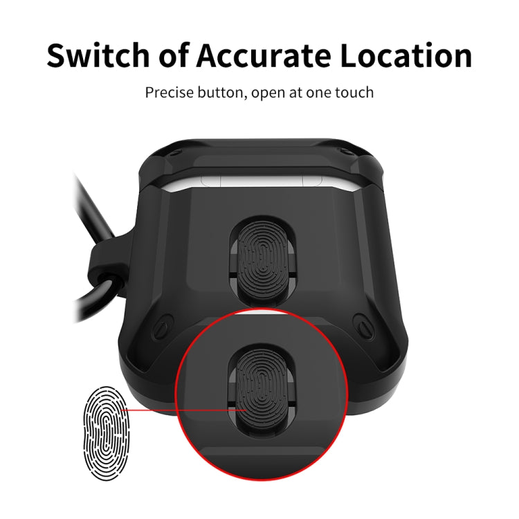 ENKAY ENK-AC8001 for Apple AirPods 1 / 2 Wireless Earphone TPU + PC Protective Case with Carabiner & Anti-lost Rope