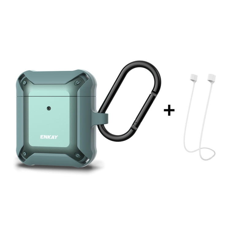 ENKAY ENK-AC8001 for Apple AirPods 1 / 2 Wireless Earphone TPU + PC Protective Case with Carabiner & Anti-lost Rope
