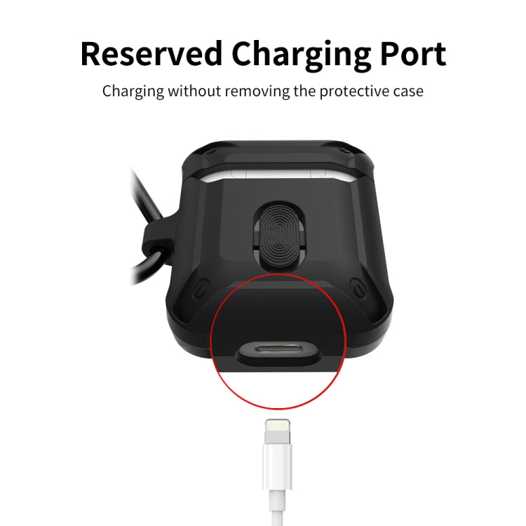 ENKAY ENK-AC8001 for Apple AirPods 1 / 2 Wireless Earphone TPU + PC Protective Case with Carabiner & Anti-lost Rope