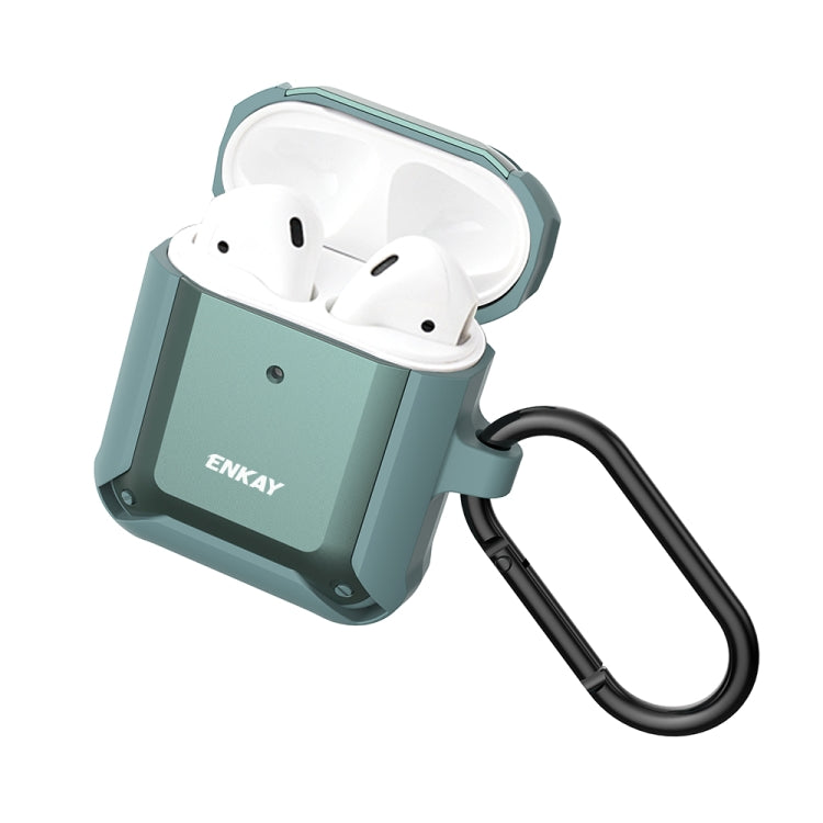 ENKAY ENK-AC8001 for Apple AirPods 1 / 2 Wireless Earphone TPU + PC Protective Case with Carabiner & Anti-lost Rope