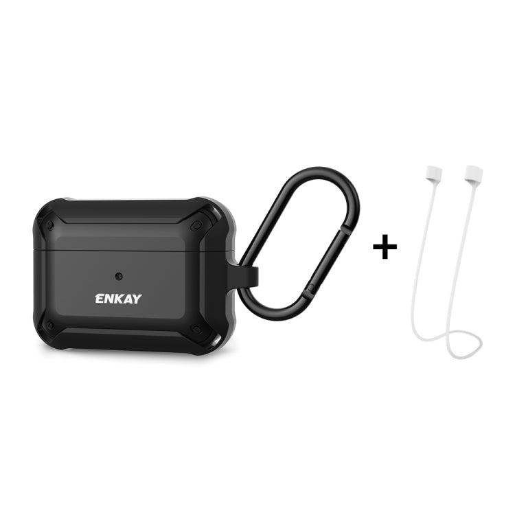 ENKAY ENK-AC8101 for Apple AirPods Pro Wireless Earphone TPU + PC Protective Case with Carabiner & Anti-lost Rope