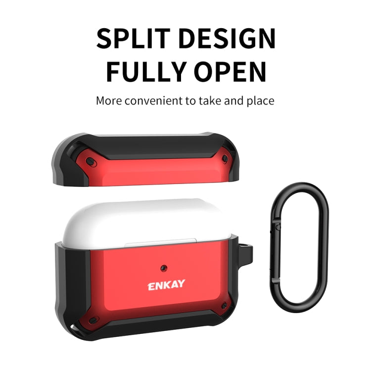 ENKAY ENK-AC8101 for Apple AirPods Pro Wireless Earphone TPU + PC Protective Case with Carabiner & Anti-lost Rope