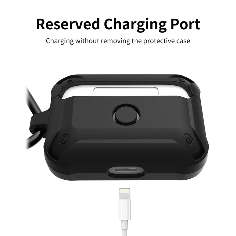 ENKAY ENK-AC8101 for Apple AirPods Pro Wireless Earphone TPU + PC Protective Case with Carabiner & Anti-lost Rope