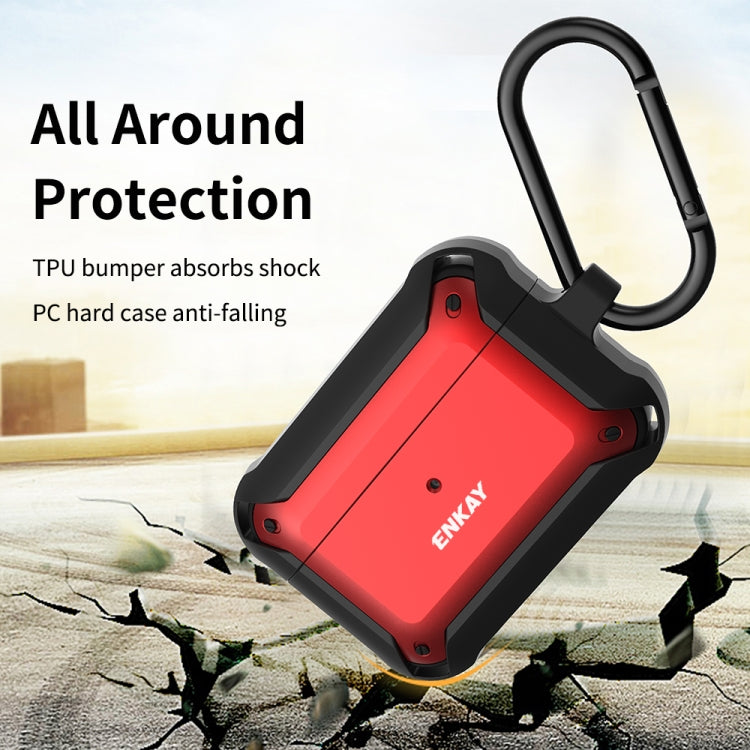 ENKAY ENK-AC8101 for Apple AirPods Pro Wireless Earphone TPU + PC Protective Case with Carabiner & Anti-lost Rope