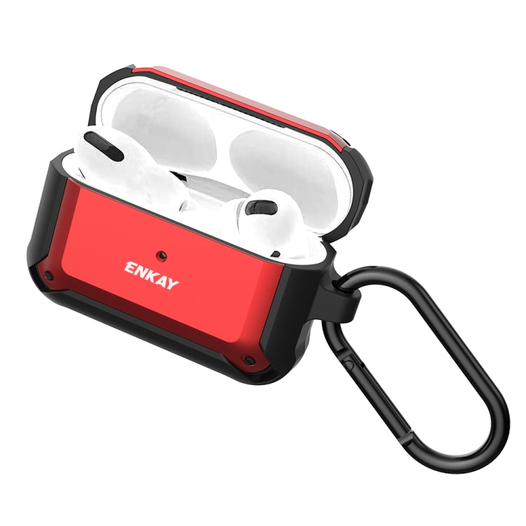 ENKAY ENK-AC8101 for Apple AirPods Pro Wireless Earphone TPU + PC Protective Case with Carabiner & Anti-lost Rope