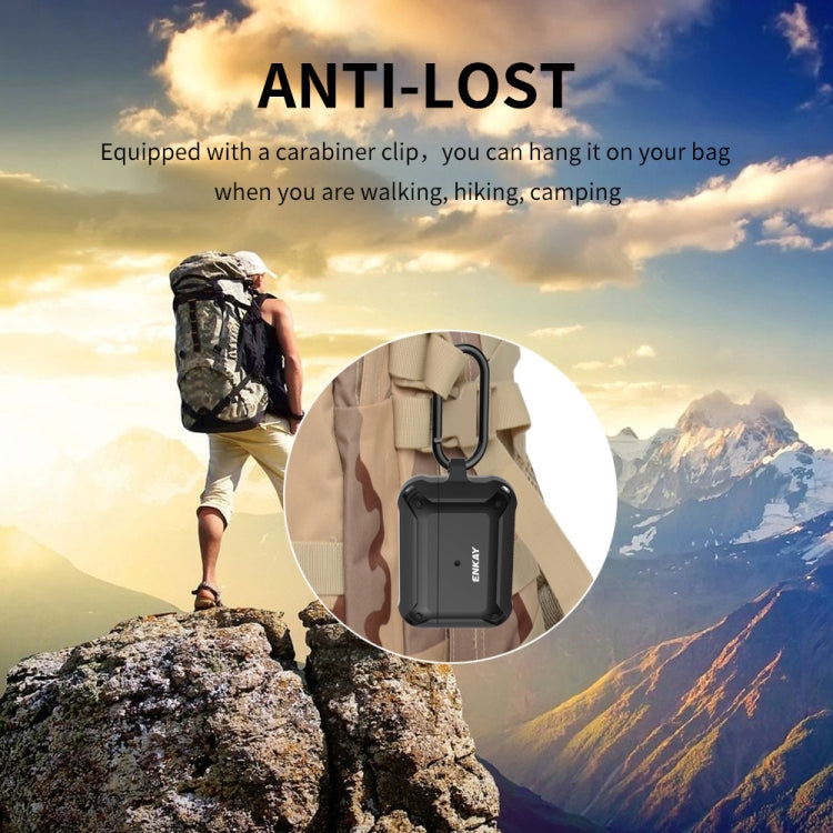 ENKAY ENK-AC8101 for Apple AirPods Pro Wireless Earphone TPU + PC Protective Case with Carabiner & Anti-lost Rope