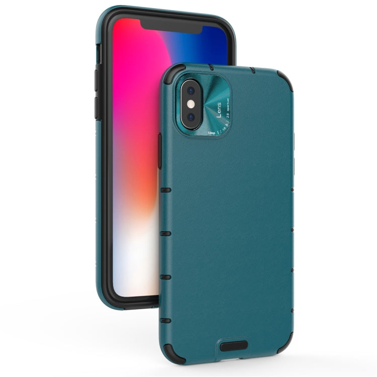 For iPhone XR Shockproof Grain Leather  PC + TPU Case