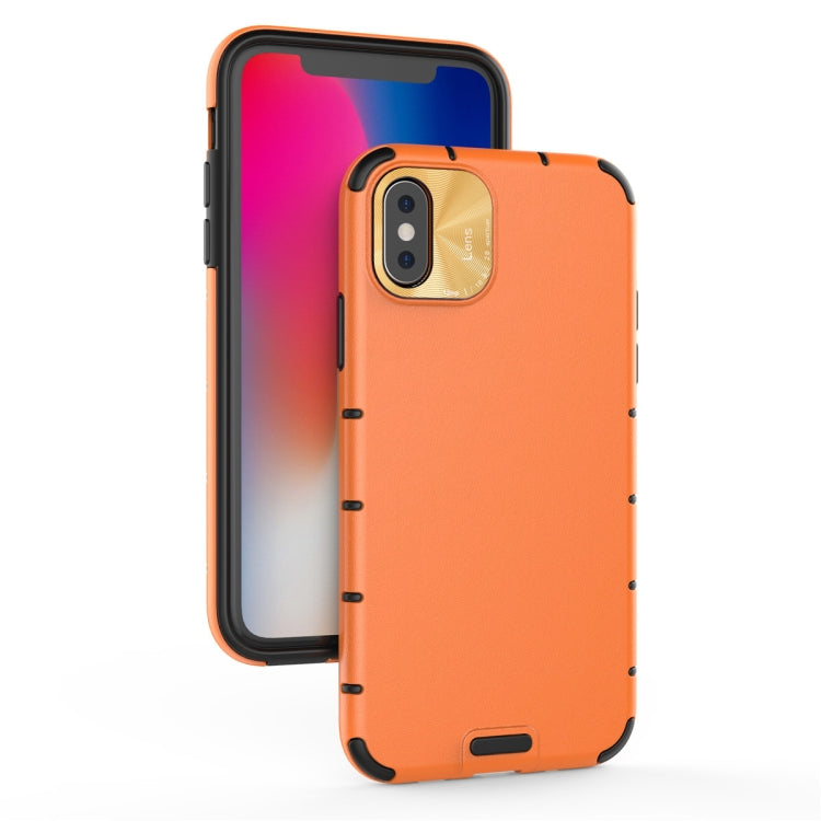 For iPhone XR Shockproof Grain Leather  PC + TPU Case