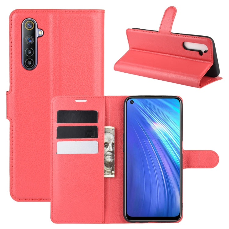 For OPPO Realme 6 Litchi Texture Horizontal Flip Protective Case with Holder & Card Slots & Wallet