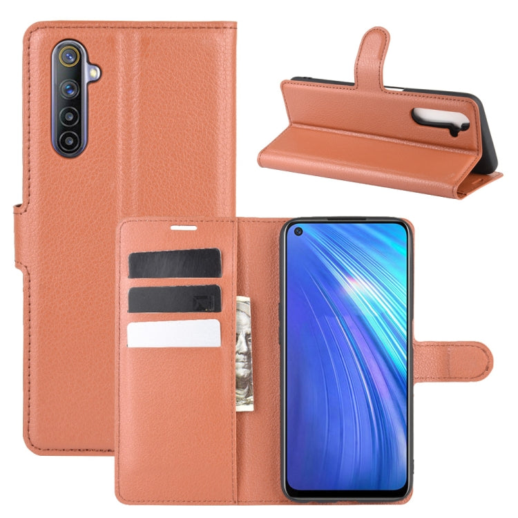 For OPPO Realme 6 Litchi Texture Horizontal Flip Protective Case with Holder & Card Slots & Wallet