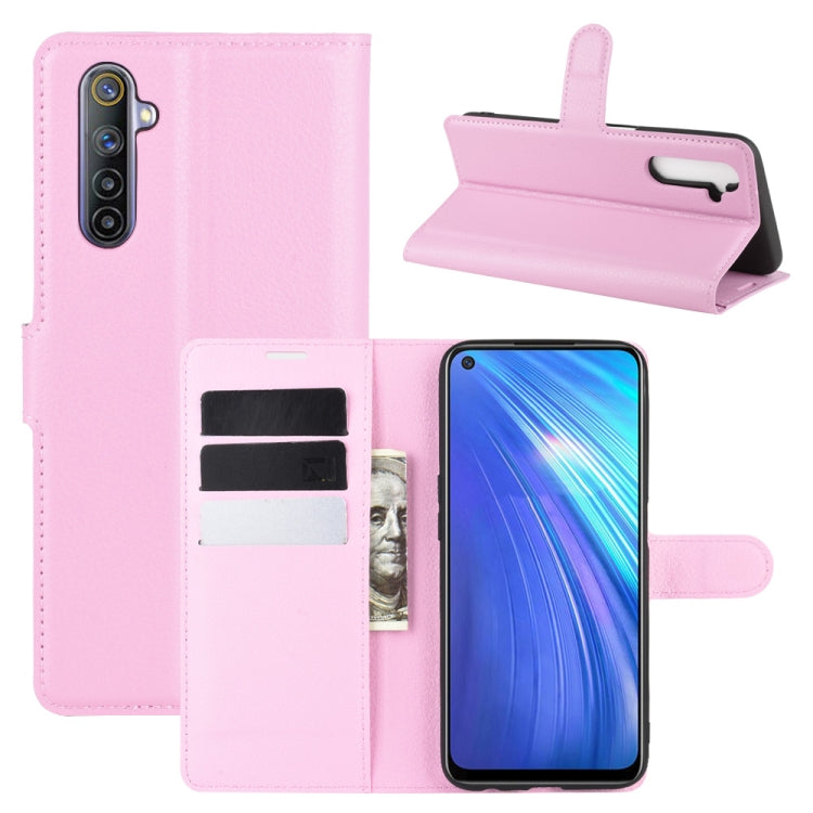 For OPPO Realme 6 Litchi Texture Horizontal Flip Protective Case with Holder & Card Slots & Wallet