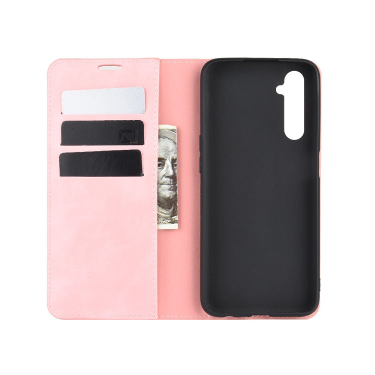 For OPPO Realme 6 Retro-skin Business Magnetic Suction Leather Case with Holder & Card Slots & Wallet