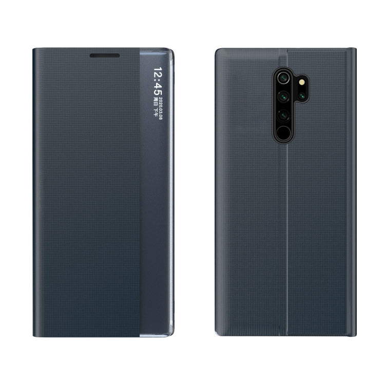 For Xiaomi Redmi Note 8 Pro Side Display Magnetic Horizontal Flip Plain Texture Cloth + PC Case with Holder & Sleep / Wake-up Function
